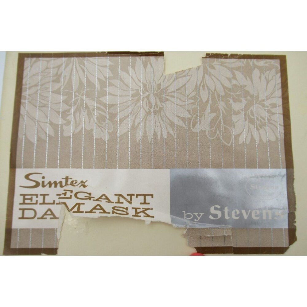 Vintage Simtex Elegant Damask Cloth Napkin Set of 12 (66x108) White Cotton Blend